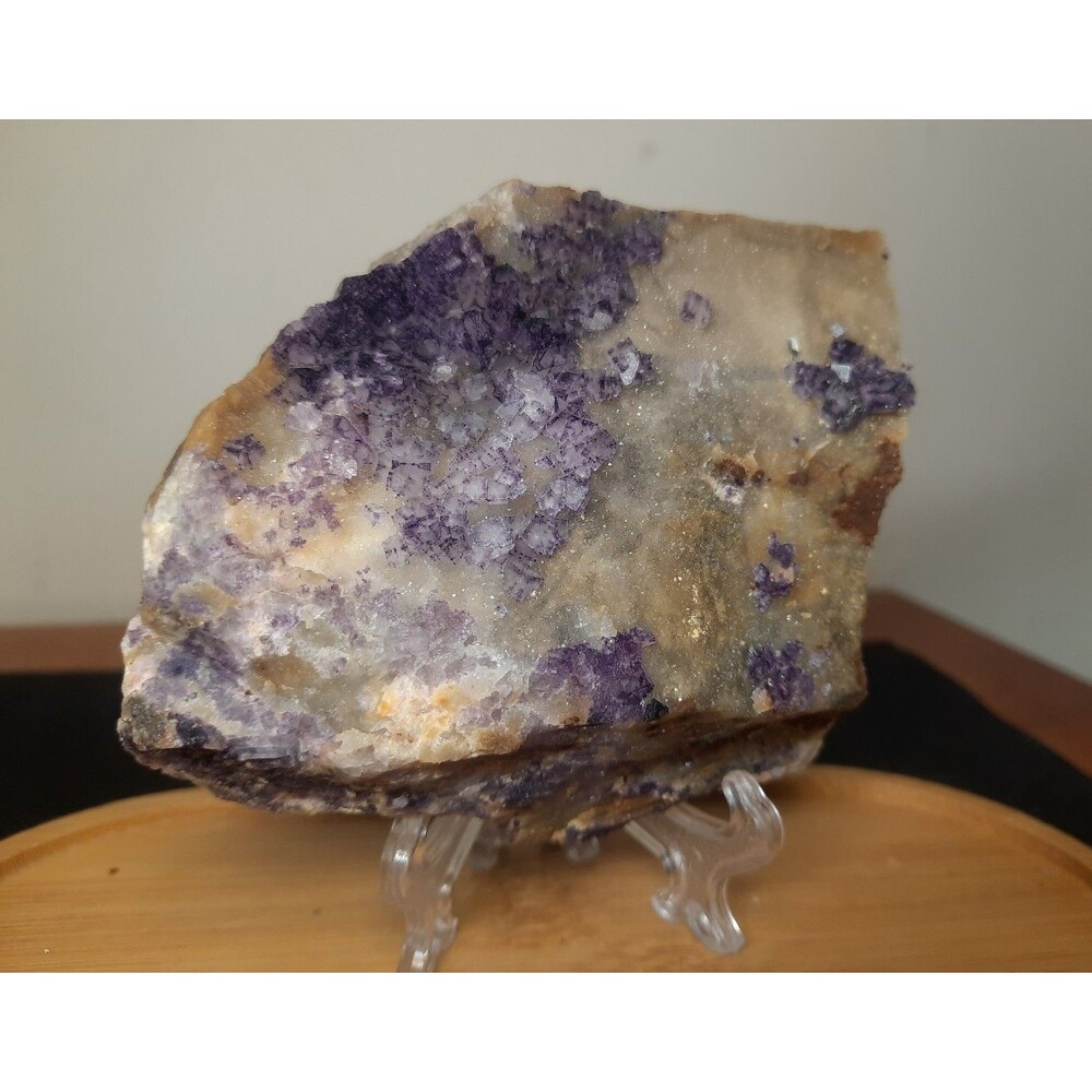 Purple Fluorite with Quartz Sugar Druzy